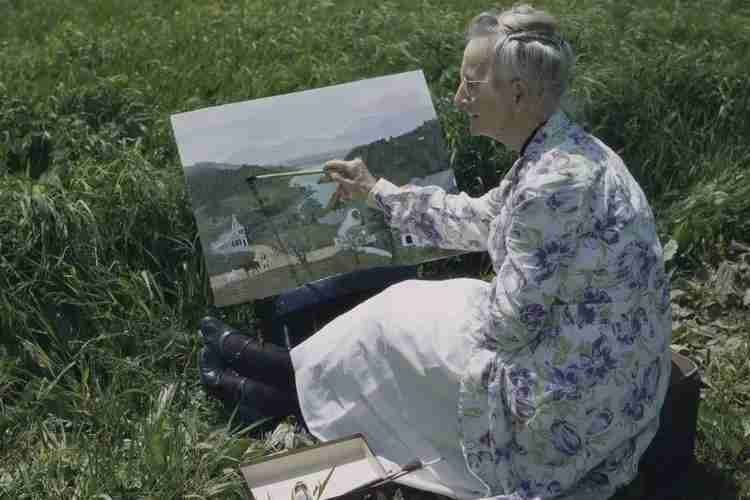 Anna Mary Robertson Moses, popularly known as Grandma Moses, was an American folk artist. She began painting in earnest at the age of 78 and is a prominent example of a newly successful art career at an advanced age. Moses gained popularity during the 1950s, having been featured on a cover of Time Magazine in 1953.